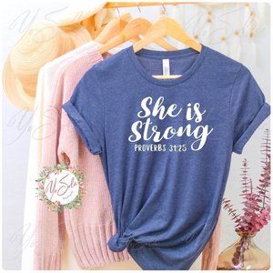 She is Strong - Heather Navy T-shirt, Graphic tee